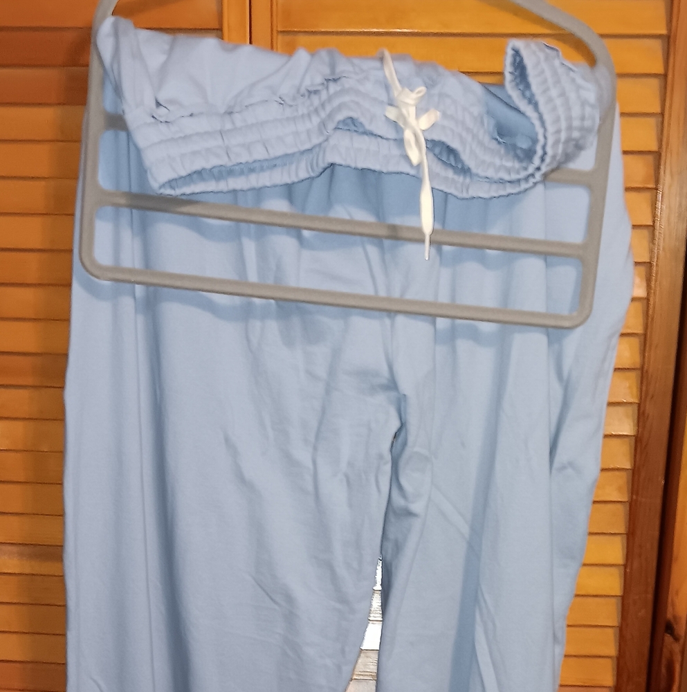 Zenana 3xl Athleisure wide leg unfinished hem pants Lt Blue